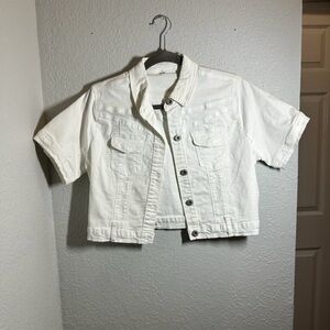 Women’s Cropped White Denim Jacket